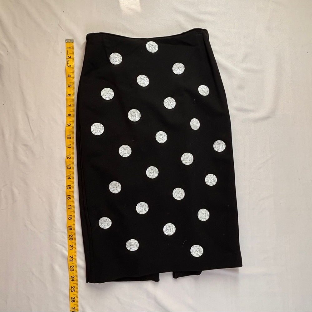 White House Black Market Black Pencil Skirt with White Dots